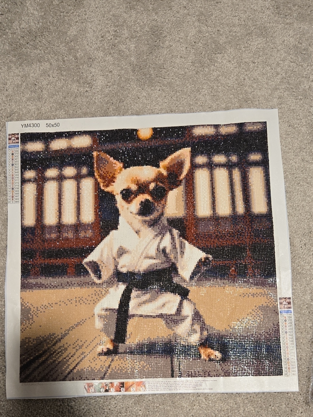 Diamond Art Kit - Karate Chihuahua Dog Complete